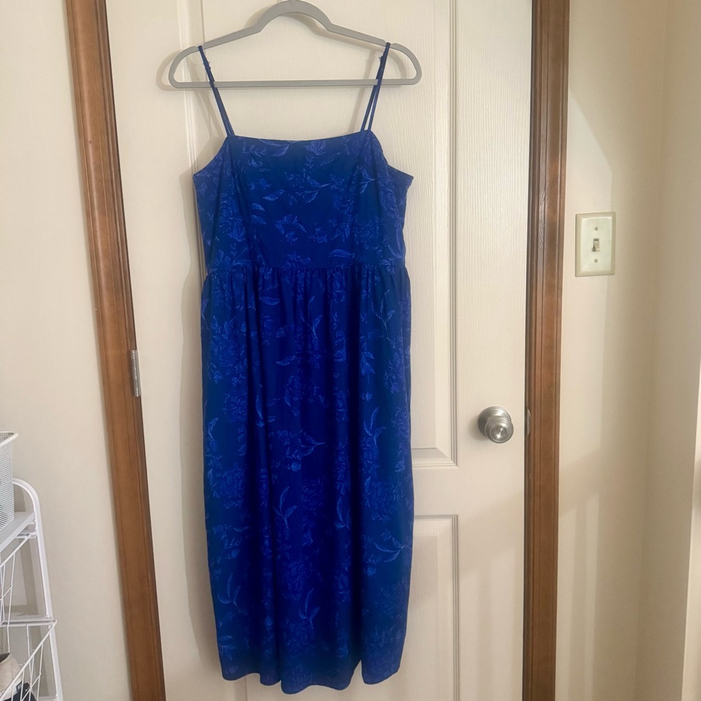 Women's Corset Midi A-Line Dress - Universal Thread - Blue Floral - Large